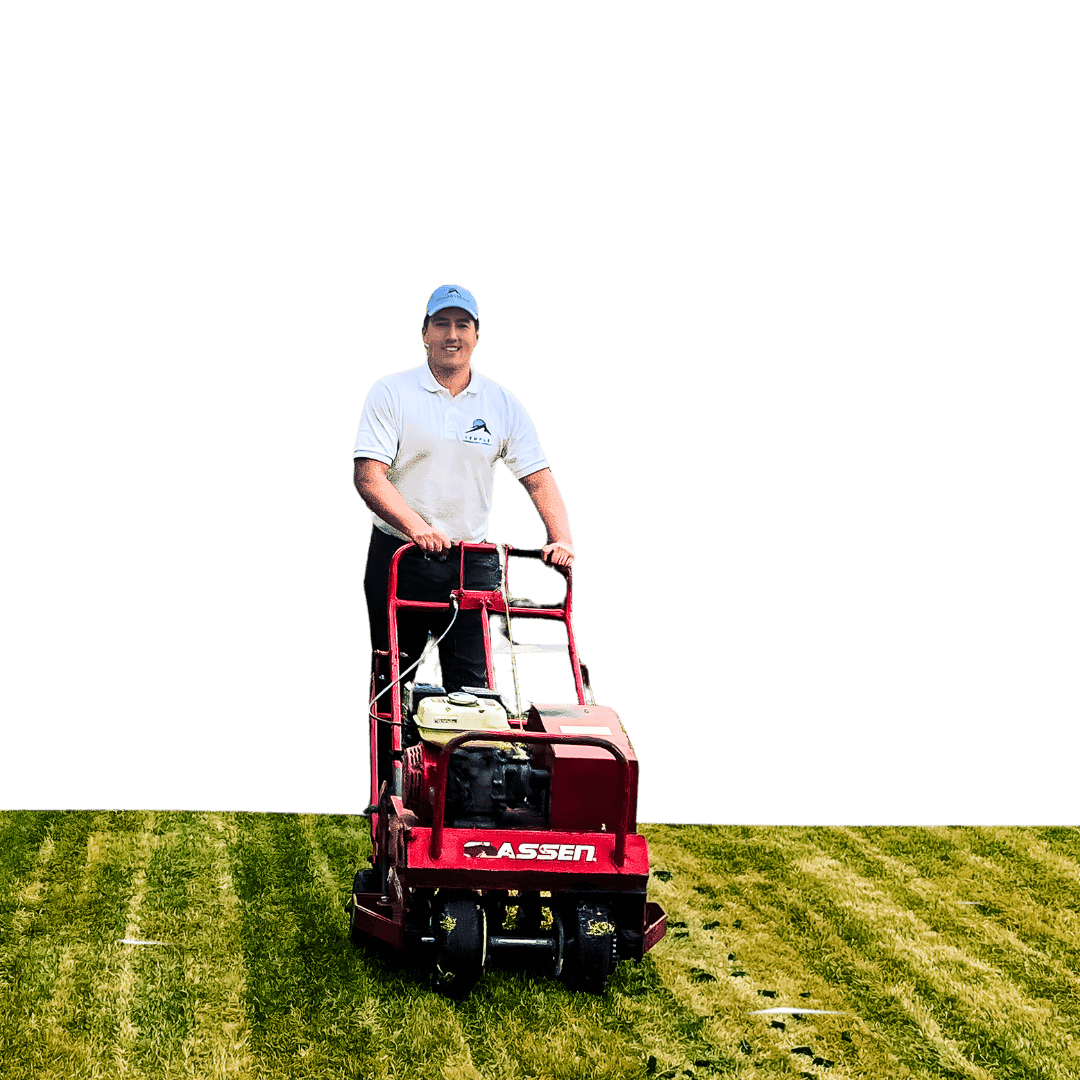 Temple Landscaping owner with equipment
